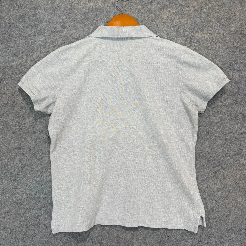 Vintage Ralph Lauren Polo Shirt Womens XL Slim Fit Gray Summer Pique Knit Y2K